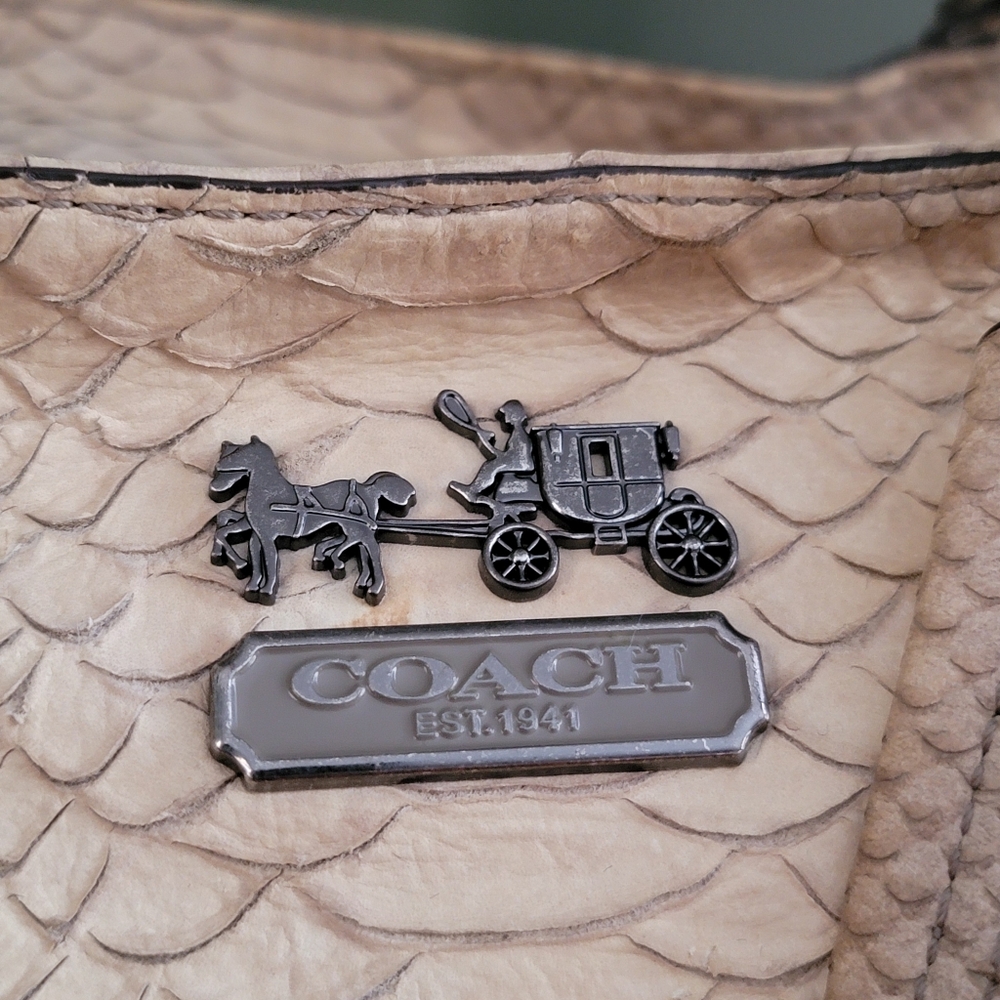 Coach 18771 Madison Python Leather Cream Tote Bag… - image 2